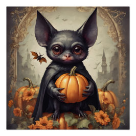 Een Schattigee Halloween Bat hb8 Glossy Poster