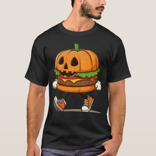 Een Schattigee Halloween pompoen burger T-shirt (Voorkant)