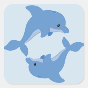 Een Schattigee Happy Dolphin Vierkante Sticker