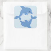 Een Schattigee Happy Dolphin Vierkante Sticker (Tas)