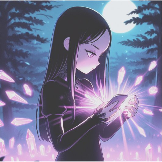 Een Schattigee heks Charging Crystals in de Bossen Sticker (Voorkant)