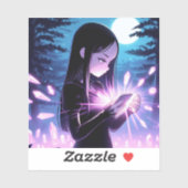 Een Schattigee heks Charging Crystals in de Bossen Sticker (Vel)