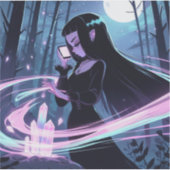 Een Schattigee heks oplaadkristallen in Bossen Sticker (Voorkant)