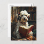 Een Schattigee hond die een boek leest Briefkaart (Voorkant / Achterkant)