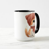 Een Schattigee kat, Pet en sjaal pastelkleur Mok (Voorkant rechts)