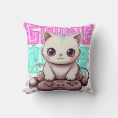 Eén Schattigee Kawaii Gamer Cat, game over Kussen (Voorkant)
