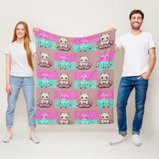 Een Schattigee Kawaii Gamer Cat, spel over Pattern Fleece Deken