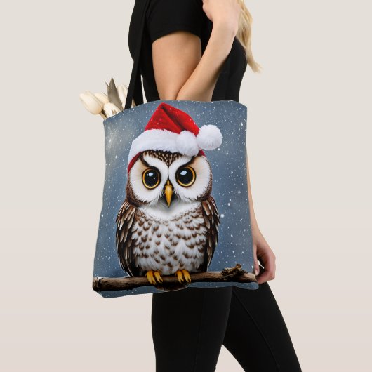 Een Schattigee kerst uil Tote Bag (Dichtbij)