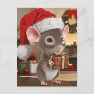 Een Schattigee kerstmuis Briefkaart