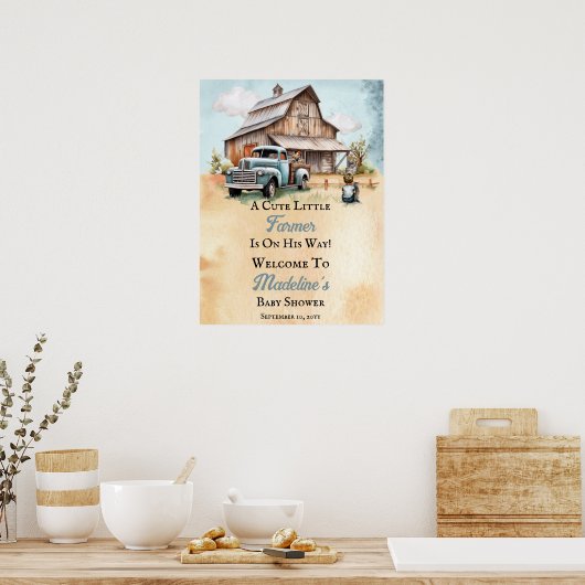 Een Schattigee kleine boer is op weg naar het Baby Poster (Keuken)