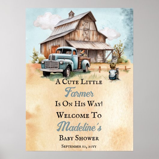 Een Schattigee kleine boer is op weg naar het Baby Poster (Voorkant)