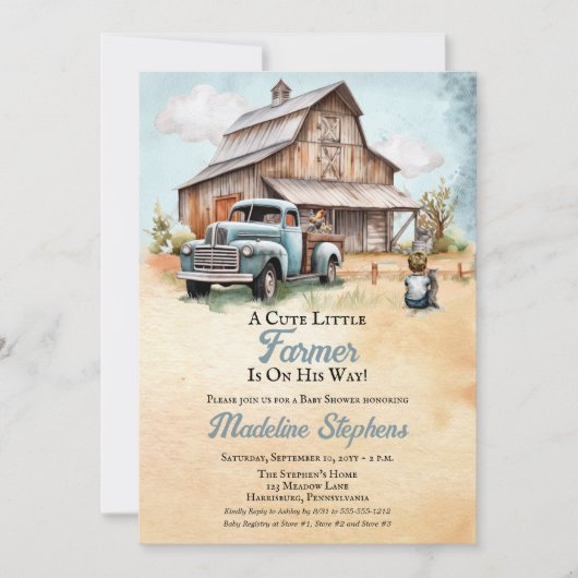 Een Schattigee kleine boerenschuur | Truck Boy Bab Kaart (Voorkant)