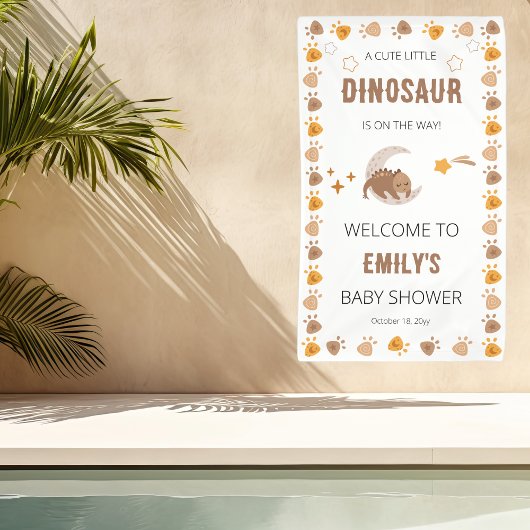 Een Schattigee kleine dinosaurus Baby shower welko Spandoek