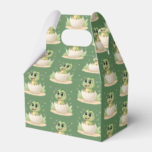 Een Schattigee kleine dinosaurus is op weg naar he Bedankdoosjes (Achterkant)