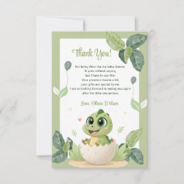 Een Schattigee kleine dinosaurus is op weg naar he Bedankkaart