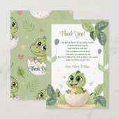 Een Schattigee kleine dinosaurus is op weg naar he Bedankkaart (Voorkant / Achterkant)