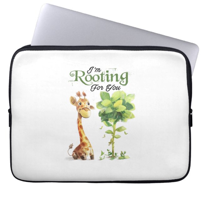 Een Schattigee kleine Giraffe met de boom, wortele Laptop Sleeve (Voorkant)