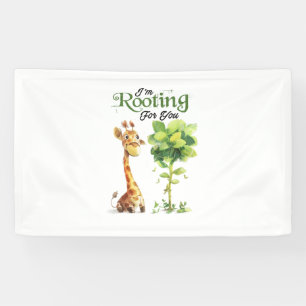Een Schattigee kleine Giraffe met de boom, wortele Spandoek