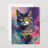 Een Schattigee kleurrijke poes Briefkaart (Voorkant / Achterkant)