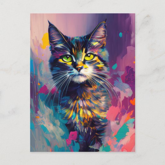 Een Schattigee kleurrijke poes Briefkaart (Voorkant)