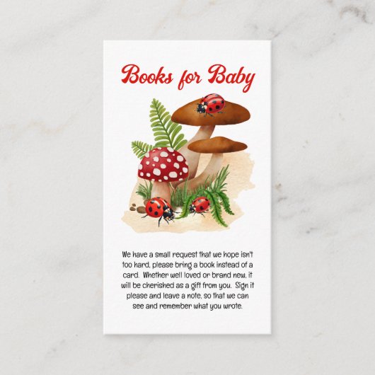 Een Schattigee Little Ladybug Baby shower Boeken v Informatiekaartje (Voorkant)
