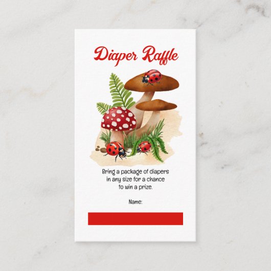 Een Schattigee Little Ladybug Baby shower Luier Ra Informatiekaartje (Voorkant)