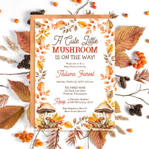 Een Schattigee Little Mushroom Herfst Baby shower Kaart