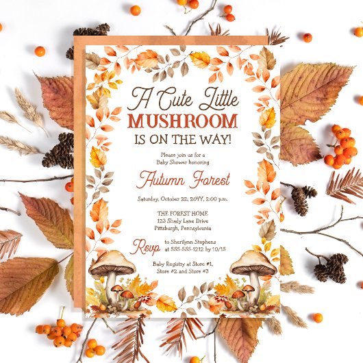 Een Schattigee Little Mushroom Herfst Baby shower Kaart
