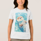 Een Schattigee otter waterige wereld Tri-Blend Shirt (Voorkant)