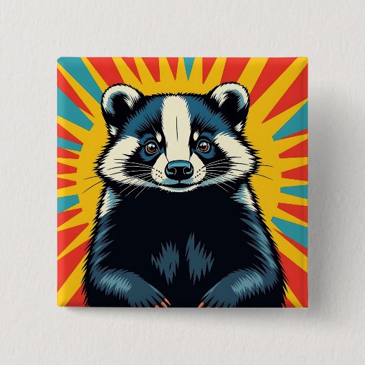 Een Schattigee Pop Art Badger Vierkante Button 5,1 Cm (Voorkant)
