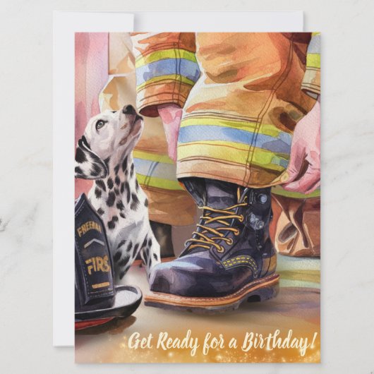 Een Schattigee puppy brandweerman thema verjaardag Feestdagenkaart (Voorkant)