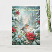 Een Schattigee Robin Kerst Feestdagen Kaart (Voorkant)