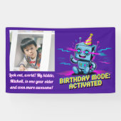 Een Schattigee Robot Activated Birthday Party Mode Spandoek (Horizontaal)