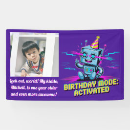 Een Schattigee Robot Activated Birthday Party Mode Spandoek