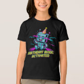 Een Schattigee Robot Activated Birthday Party Mode Tri-Blend Shirt (Voorkant)