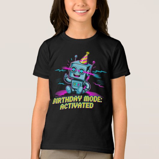 Een Schattigee Robot Activated Birthday Party Mode Tri-Blend Shirt (Voorkant)