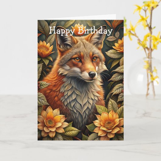 Een Schattigee rode vos Kaart (Gele Bloem)