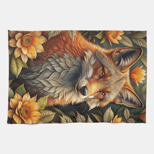 Een Schattigee rode vos Theedoek (Horizontaal)