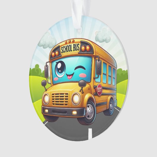 Een SCHATTIGEE schoolbus Ornament (voorkant)