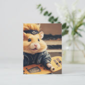 Een Schattigee Skateboarden Punk Hamster Retro Briefkaart (Staand voorkant)