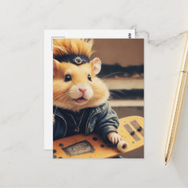 Een Schattigee Skateboarden Punk Hamster Retro Briefkaart