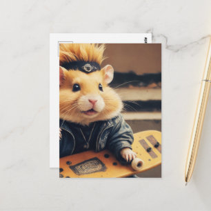 Een Schattigee Skateboarden Punk Hamster Retro Briefkaart
