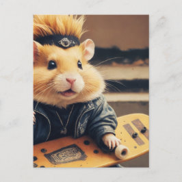 Een Schattigee Skateboarden Punk Hamster Retro Briefkaart