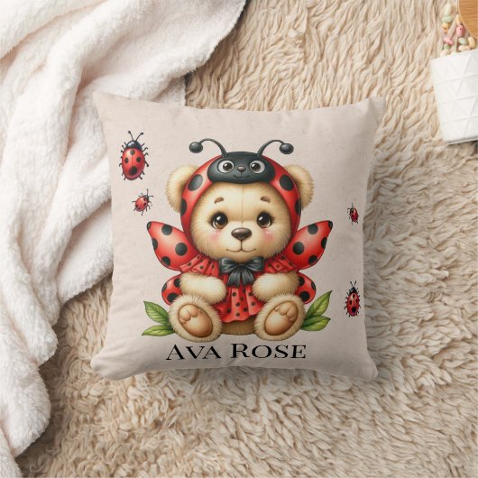 Een Schattigee teddybeer verkleed als een lievehee Kussen (Deken)