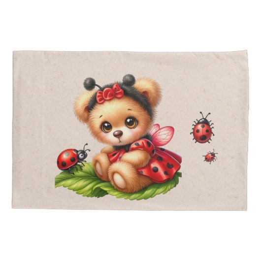 Een Schattigee teddybeer verkleed als een lievehee Kussensloop (Achterkant)