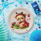 Een Schattigee teddybeer verkleed als een lievehee Papieren Bordje (Feest)