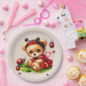 Een Schattigee teddybeer verkleed als een lievehee Papieren Bordje (Feest)