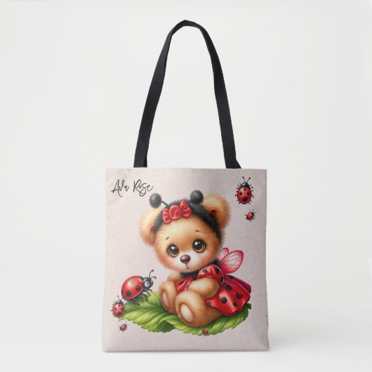 Een Schattigee teddybeer verkleed als een lievehee Tote Bag (Voorkant)