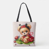 Een Schattigee teddybeer verkleed als een lievehee Tote Bag (Achterkant)