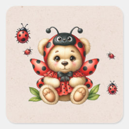Een Schattigee teddybeer verkleed als een lievehee Vierkante Sticker